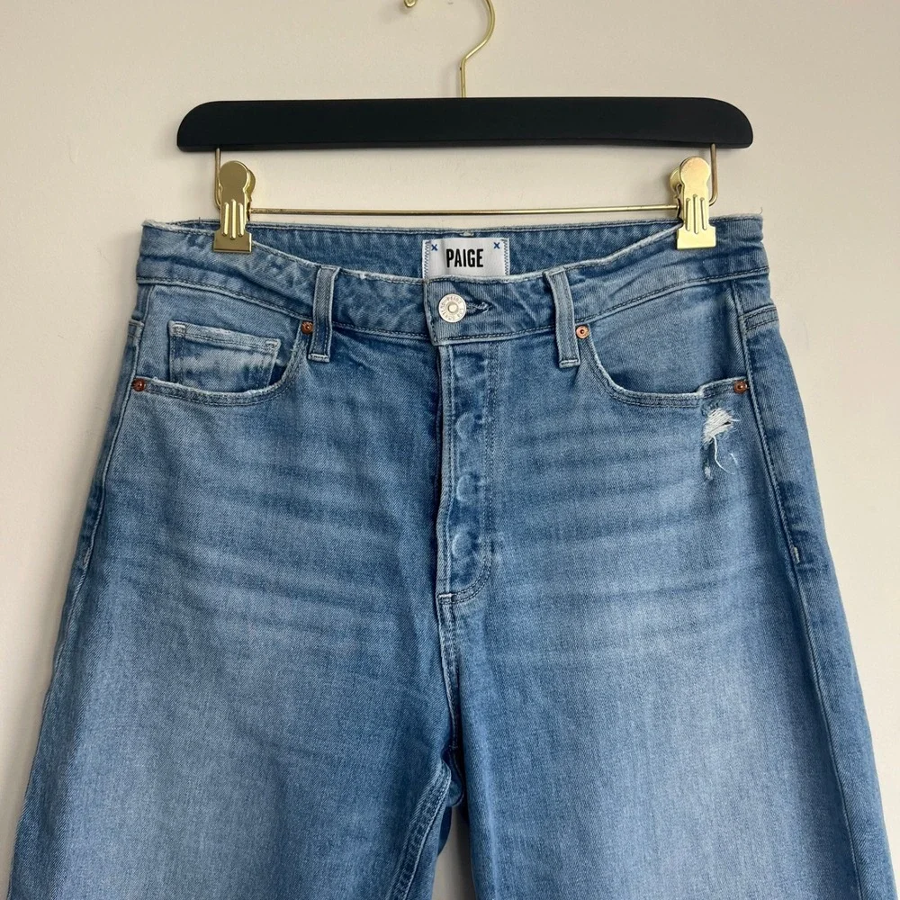 Paige Alexis Covered Button Fly‎ Tapered Barrel Jean in Exhibition Distressed
